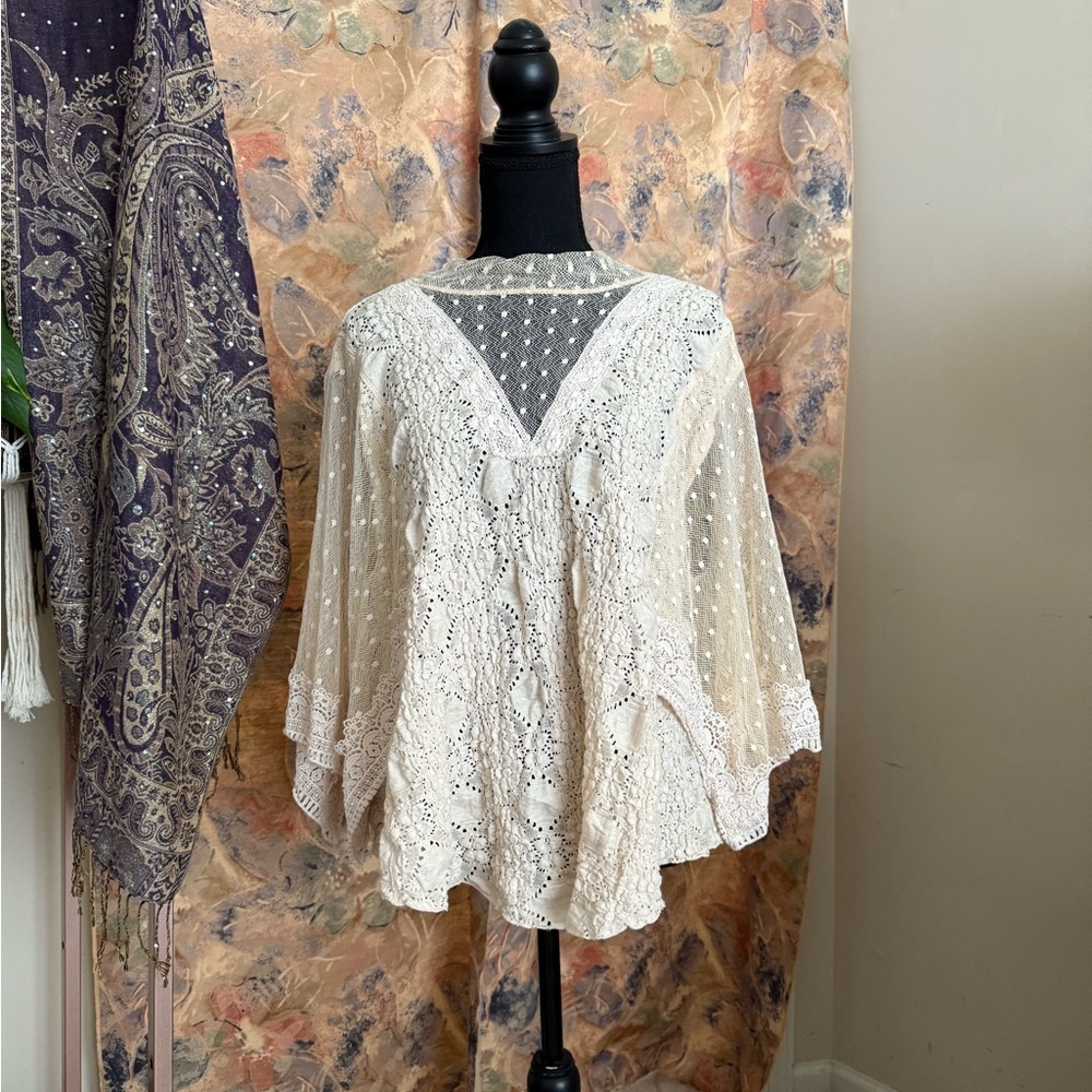 Free People Cream Lace Women's Top